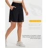 imagebaleaf Womens 9 Bermuda Knee Length Athletic Running Long Shorts with Pockets Quick Dry Shorts High Waisted UPF 50Black