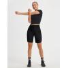 imagebaleaf Womens 9 Bermuda Knee Length Athletic Running Long Shorts with Pockets Quick Dry Shorts High Waisted UPF 50Black