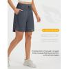 imagebaleaf Womens 9 Bermuda Knee Length Athletic Running Long Shorts with Pockets Quick Dry Shorts High Waisted UPF 50Dark Gray