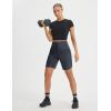 imagebaleaf Womens 9 Bermuda Knee Length Athletic Running Long Shorts with Pockets Quick Dry Shorts High Waisted UPF 50Dark Gray