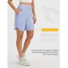 imagebaleaf Womens 9 Bermuda Knee Length Athletic Running Long Shorts with Pockets Quick Dry Shorts High Waisted UPF 50Light Blue