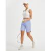 imagebaleaf Womens 9 Bermuda Knee Length Athletic Running Long Shorts with Pockets Quick Dry Shorts High Waisted UPF 50Light Blue