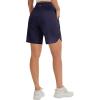 imagebaleaf Womens 9 Bermuda Knee Length Athletic Running Long Shorts with Pockets Quick Dry Shorts High Waisted UPF 50Navy Blue