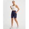 imagebaleaf Womens 9 Bermuda Knee Length Athletic Running Long Shorts with Pockets Quick Dry Shorts High Waisted UPF 50Navy Blue