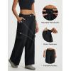 imagebaleaf Womens Lightweight Pants Quick Dry Wide Leg Hiking Water Resistant with 4 Pockets Travel Baggy Parachute Cargo PantBlack