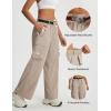 imagebaleaf Womens Lightweight Pants Quick Dry Wide Leg Hiking Water Resistant with 4 Pockets Travel Baggy Parachute Cargo PantKhaki