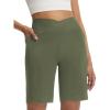 imageBALEAF Womens Bermuda Long Shorts with Pockets 9 Above Knee Length High Waisted Stretch Walking Athletic Dressy CasualArmy Green