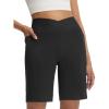 imageBALEAF Womens Bermuda Long Shorts with Pockets 9 Above Knee Length High Waisted Stretch Walking Athletic Dressy CasualBlack
