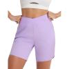 imagebaleaf 7 Womens Running Shorts Athletic Quick Dry Shorts Crossover High Waisted Workout Hiking Zipper Pockets UPF50Light Purple