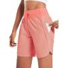 imagebaleaf Womens 7 Athletic Long Running Shorts Workout Gym Quick Dry Hiking Shorts High Waisted Zipper PocketCoral
