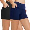 imagebaleaf Womens 8 5 3 Biker Shorts High Waist Yoga Workout Gym Running Volleyball Spandex Shorts with PocketsBlacknavy Blue