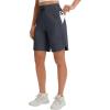 imagebaleaf Womens 9 Bermuda Knee Length Athletic Running Long Shorts with Pockets Quick Dry Shorts High Waisted UPF 50Dark Gray