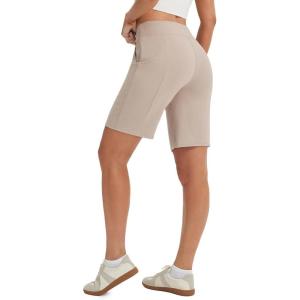 imagebaleaf 9 Womens Bermuda Shorts Knee Length High Waisted Long Shorts with Pockets Golf Walking Athletic Running CasualKhaki