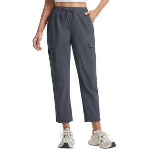 imagebaleaf Womens 26 Travel Pants with Zipper Pockets Petite Ankle Slacks Lightweight Stretch Quick Dry Cargo Summer CoolDark Gray