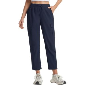 imagebaleaf Womens 26 Travel Pants with Zipper Pockets Petite Ankle Slacks Lightweight Stretch Quick Dry Cargo Summer CoolNavy Blue