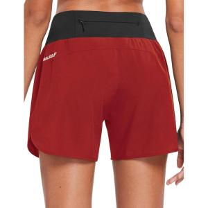 imagebaleaf Womens 5 Workout Shorts Gym Running Shorts Athletic with Liner High Waistband Quick Dry Sports Zipper PocketsRed