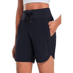 imagebaleaf Womens 7 Athletic Long Running Shorts Workout Gym Quick Dry Hiking Shorts High Waisted Zipper PocketBlack