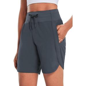 imagebaleaf Womens 7 Athletic Long Running Shorts Workout Gym Quick Dry Hiking Shorts High Waisted Zipper PocketDark Gray