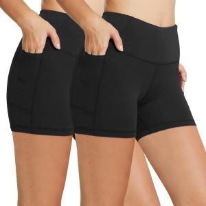 imagebaleaf Womens 8 5 3 Biker Shorts High Waist Yoga Workout Gym Running Volleyball Spandex Shorts with PocketsBlackblack