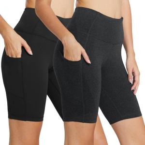 imagebaleaf Womens 8 5 3 Biker Shorts High Waist Yoga Workout Gym Running Volleyball Spandex Shorts with PocketsBlackcharcoal