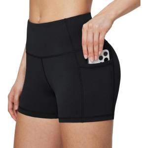 imagebaleaf Womens 8 5 3 Biker Shorts High Waist Yoga Workout Gym Running Volleyball Spandex Shorts with PocketsBlackclassic