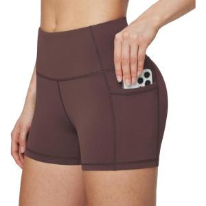 imagebaleaf Womens 8 5 3 Biker Shorts High Waist Yoga Workout Gym Running Volleyball Spandex Shorts with PocketsBrownclassic