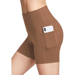 imagebaleaf Womens 8 5 3 Biker Shorts High Waist Yoga Workout Gym Running Volleyball Spandex Shorts with PocketsBrownsofter