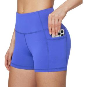 imagebaleaf Womens 8 5 3 Biker Shorts High Waist Yoga Workout Gym Running Volleyball Spandex Shorts with PocketsEarth Blueclassic
