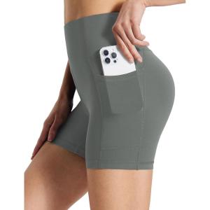 imagebaleaf Womens 8 5 3 Biker Shorts High Waist Yoga Workout Gym Running Volleyball Spandex Shorts with PocketsGraystretchierlycra