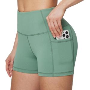 imagebaleaf Womens 8 5 3 Biker Shorts High Waist Yoga Workout Gym Running Volleyball Spandex Shorts with PocketsGreenclassic