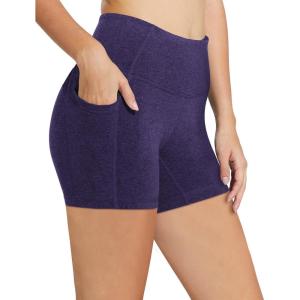 imagebaleaf Womens 8 5 3 Biker Shorts High Waist Yoga Workout Gym Running Volleyball Spandex Shorts with PocketsHeather Purpleclassic