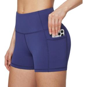 imagebaleaf Womens 8 5 3 Biker Shorts High Waist Yoga Workout Gym Running Volleyball Spandex Shorts with PocketsNavy Blueclassic