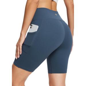imagebaleaf Womens 8 5 3 Biker Shorts High Waist Yoga Workout Gym Running Volleyball Spandex Shorts with PocketsNavy Bluesofter