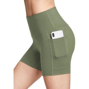 imagebaleaf Womens 8 5 3 Biker Shorts High Waist Yoga Workout Gym Running Volleyball Spandex Shorts with PocketsNavy Greensofter