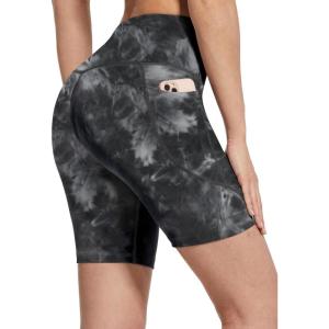 imagebaleaf Womens 8 5 3 Biker Shorts High Waist Yoga Workout Gym Running Volleyball Spandex Shorts with PocketsTie Dye Blacksofter