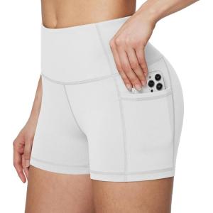 imagebaleaf Womens 8 5 3 Biker Shorts High Waist Yoga Workout Gym Running Volleyball Spandex Shorts with PocketsWhiteclassic
