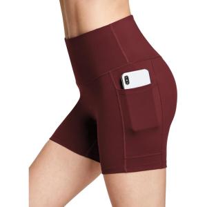 imagebaleaf Womens 8 5 3 Biker Shorts High Waist Yoga Workout Gym Running Volleyball Spandex Shorts with PocketsWine Redsofter