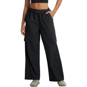 imagebaleaf Womens Lightweight Pants Quick Dry Wide Leg Hiking Water Resistant with 4 Pockets Travel Baggy Parachute Cargo PantBlack