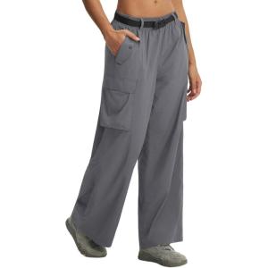 imagebaleaf Womens Lightweight Pants Quick Dry Wide Leg Hiking Water Resistant with 4 Pockets Travel Baggy Parachute Cargo PantDark Gray