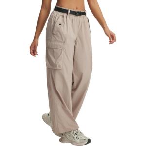 imagebaleaf Womens Lightweight Pants Quick Dry Wide Leg Hiking Water Resistant with 4 Pockets Travel Baggy Parachute Cargo PantKhaki
