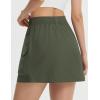 imagebaleaf Skorts for Women with Pockets Athletic Skort High Waisted Hiking Cargo Golf Travel Skirts Water Resistant UPF 50Army Green