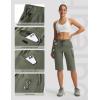 imagebaleaf Womens 15 Long Shorts with 7 Pockets Knee Length Hiking Bermuda Shorts Lightweight Quick Dry Cargo CaprisArmy Green