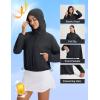 imagebaleaf Womens Sun Jackets Lightweight Packable Crop Shirts UPF 50 Long Sleeve Hoodie Water Resistant Zip Up Tops AthleticBlack