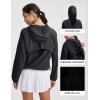imagebaleaf Womens Sun Jackets Lightweight Packable Crop Shirts UPF 50 Long Sleeve Hoodie Water Resistant Zip Up Tops AthleticBlack