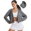 imagebaleaf Womens Sun Jackets Lightweight Packable Crop Shirts UPF 50 Long Sleeve Hoodie Water Resistant Zip Up Tops AthleticDark Gray