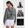 imagebaleaf Womens Sun Jackets Lightweight Packable Crop Shirts UPF 50 Long Sleeve Hoodie Water Resistant Zip Up Tops AthleticDark Gray