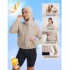 imagebaleaf Womens Sun Jackets Lightweight Packable Crop Shirts UPF 50 Long Sleeve Hoodie Water Resistant Zip Up Tops AthleticKhaki