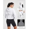 imagebaleaf Womens Sun Jackets Lightweight Packable Crop Shirts UPF 50 Long Sleeve Hoodie Water Resistant Zip Up Tops AthleticWhite
