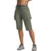 imagebaleaf Womens 15 Long Shorts with 7 Pockets Knee Length Hiking Bermuda Shorts Lightweight Quick Dry Cargo CaprisArmy Green
