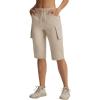 imagebaleaf Womens 15 Long Shorts with 7 Pockets Knee Length Hiking Bermuda Shorts Lightweight Quick Dry Cargo CaprisKhaki